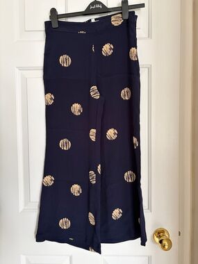 Women's Navy Polka Dot Pants with Gold Dots